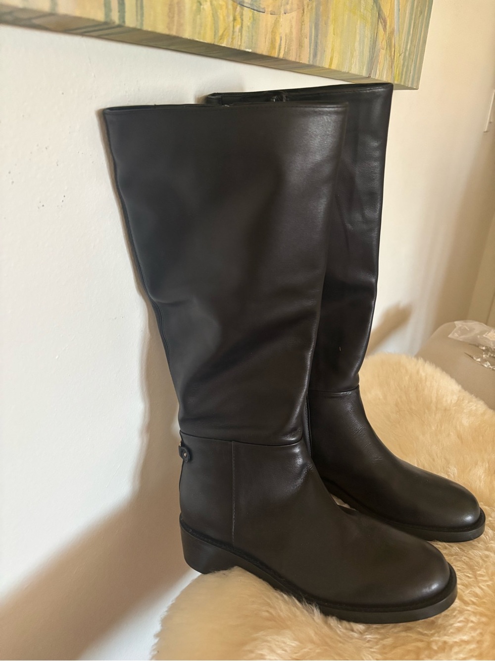 Sam Edelman Black Leather Knee-High Boots NEW 6